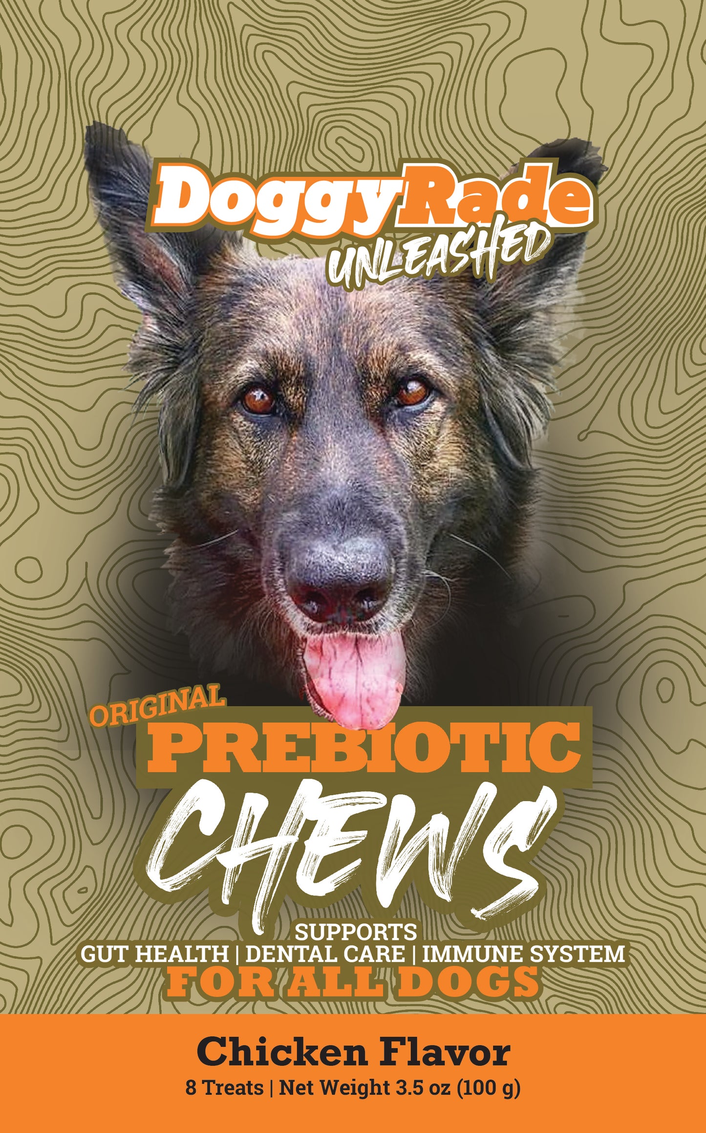 [3 PACK] DoggyRade Unleashed Prebiotic Chews/Chicken Flavor/Gut Health/Dental Care/3 x 3.5 ounce Pouches