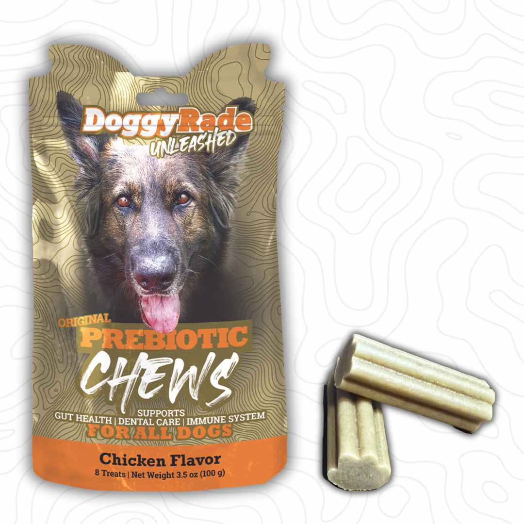 [3 PACK] DoggyRade Unleashed Prebiotic Chews/Chicken Flavor/Gut Health/Dental Care/3 x 3.5 ounce Pouches